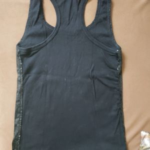 Black Sequin Party Tank Top