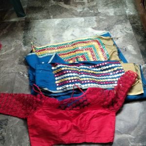 Embroidary Work Saree And Red  Blouse.