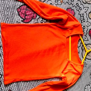 Orange Square Neck Top