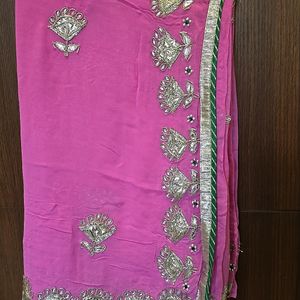 Pink Georgette Gotta Patti Saree