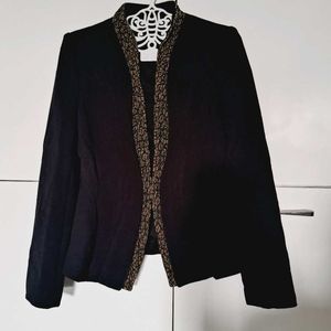 Black Korean Blazer With Beautiful Border