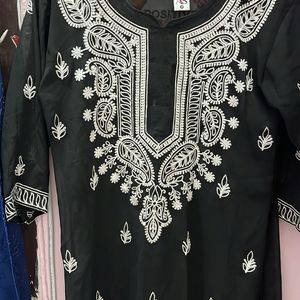 Chicken Kari Black Transparent Kurta