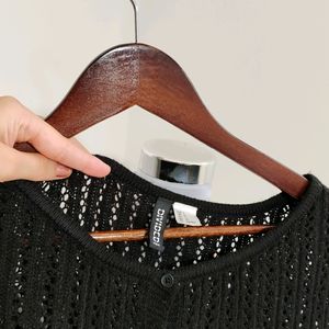 Pointelle-knit Cardigan