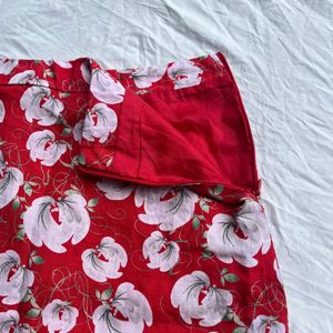 Printed Red Floral Skirt