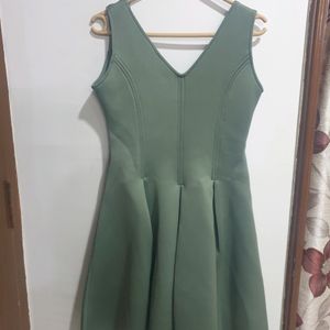 Gorgeous olive green scuba pleated dress for Women