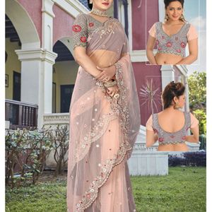 Brand New Embroidery Work Saree In 5 Colour