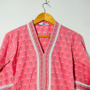 Peach Printed Kurta (Women's)