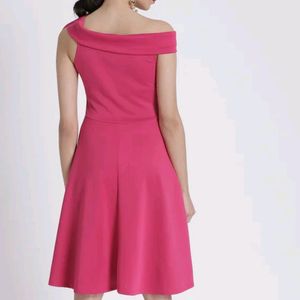 Pink Off-Shoulder SideBow Dress