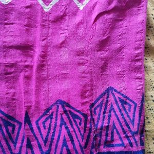 Saree Magenta With Blue Print