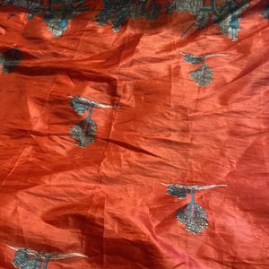 RED COTTON BLEND SAREE