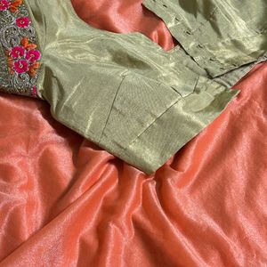 peach colour saree