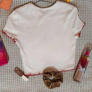 SHEIN White Ribbed Croped Baby Tee