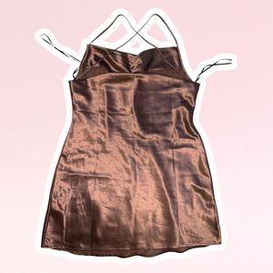 H&M Brown Satin Dress