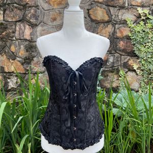 Black Textured Corset Top