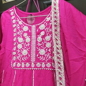 Rose Color Anarkali Set