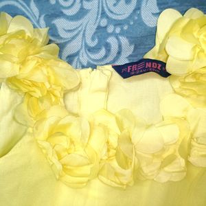 Yellow Flared Party Wear Frock For Baby Girls