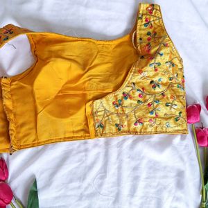 Ethnic Crop Top / Blouse - Golden With Embroidery