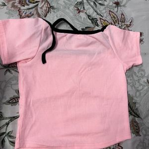 Cute Korean Bow Top In Peach Colour