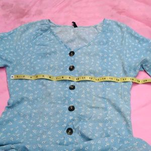 Rio Sky Blue Floral Shirt Dress For Women