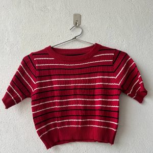 Red Ribbed Crop Top