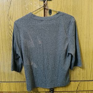 Grey Ribbed Crop Top