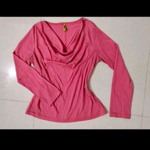 Pink Cowl Neck Top