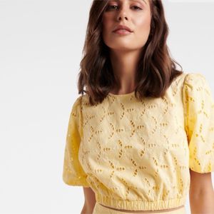 Forever New Riley Broderie Puff Sleeve CoOrd Top