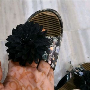 Stuning black sandal & partywear white footwear