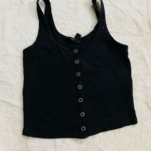 New Look Black Ribbed Top