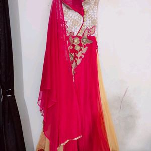 A Beautiful Pink Flared Kurta With Dupatta 😍