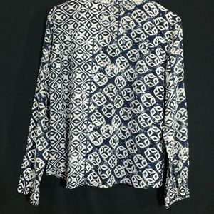 Vera Moda White With Navy Printed Women's  Top