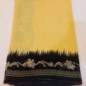 Synthetic  Saree With Blouse And Paticoat Clot