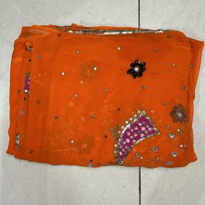 NEW ORANGE COLOUR WOMEN SAREE