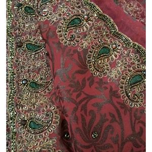 Maroon Heavy Stone Work Saree