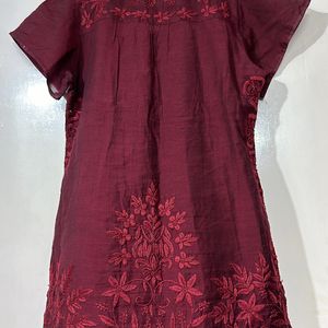 Maroon Chinkankari Half Kurta