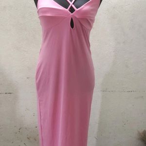 Mango Pink Solid Sheath Dress