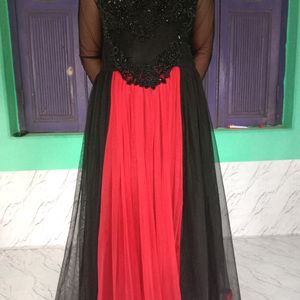 Gown Black and Red Georgette