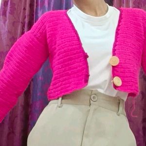 crochet pink cardigan