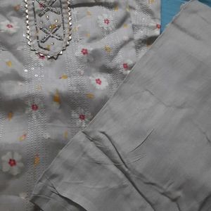 Glace Cotton With Handwork Suit