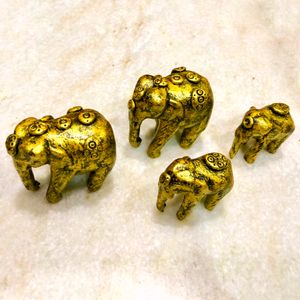 Elephants Family (Set Of 4 Together) Showpiece