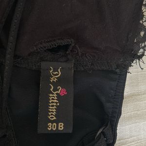 Da Intimo Padded Black 30B Net Night Wear Top