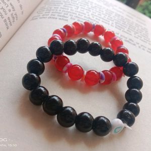 Black and red bracelet with ♥️ nd rubber beads