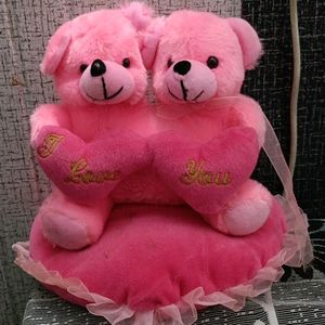 2 Teddy Sitting On Heart Saying I Love You