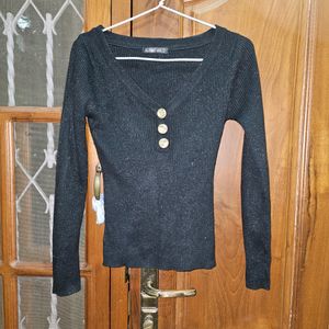 Glittery Coin Black Sweater/Top