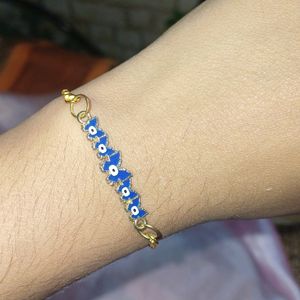 Golden And Blue Butterfly Bracelett Or Rakhi