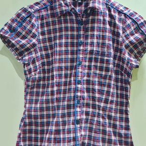 Papaya Checkered Shirt Half Sleeve (Women's)