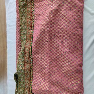 Pink And Green Designer Saree (Women's)