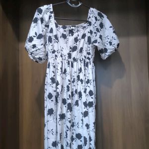 Black & White Printed Flared Dress