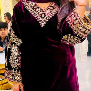 Trendy Velvet Suit With Plazo Nd Duppata