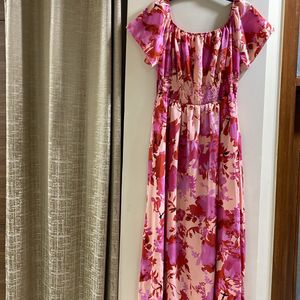 Pink Printed Long Dress